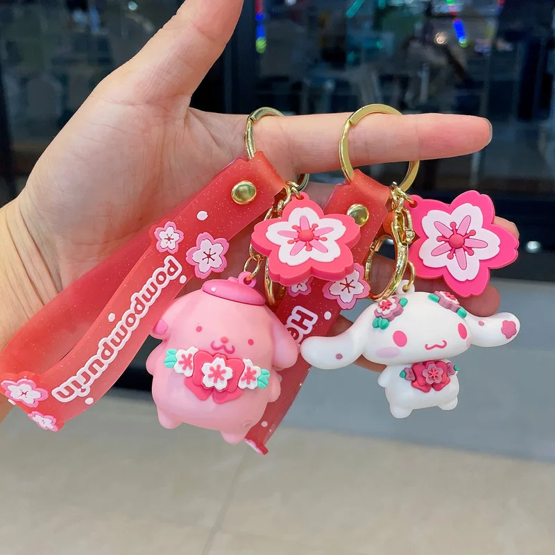 

Sanrio Korean Version Cartoon Creative New Cute Cherry Blossom Cinnamoroll Melody Key Chain Bag Pendant Toys Holiday Gifts