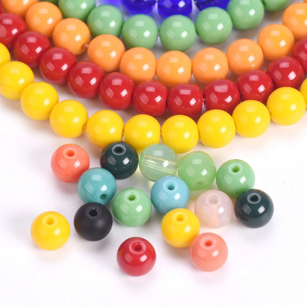 50pcs 8mm Round Opaque Crystal Glass Loose Beads Wholesale Lot for Jewelry Making DIY Crafts Findings