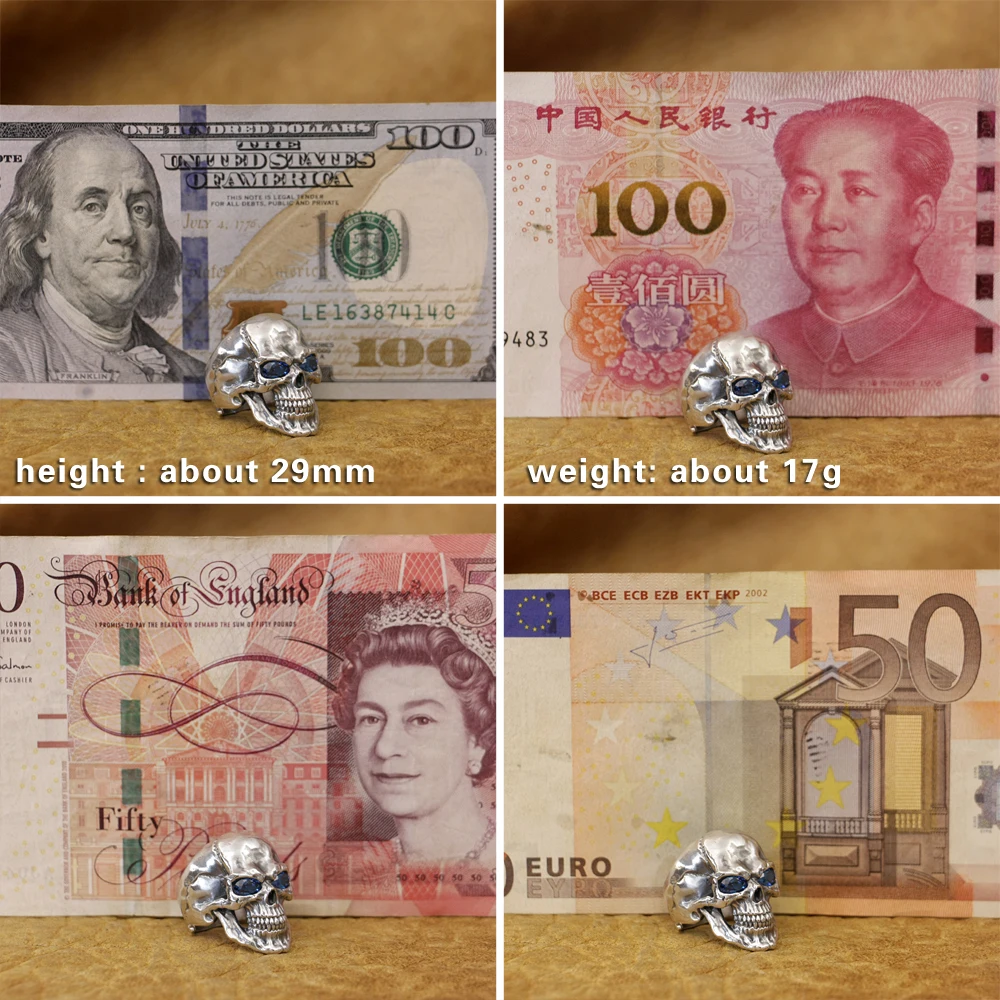 Женское серебряное байкерское рок кольцо TA464 с голубыми фианитами в виде улыбки