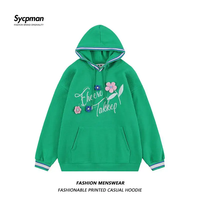 

Мужской/женский осенний Свитер оверсайз с капюшоном и вышитыми буквами