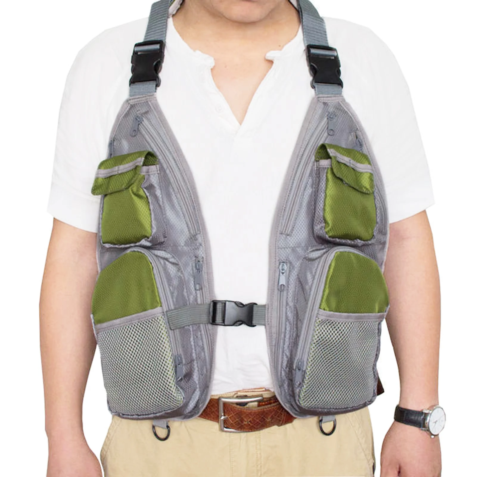 

Ultra-light Fishing Vest Men Women Breathable Adjustable Waistcoat with Pockets D Rings for Boating Kayaking Fishing