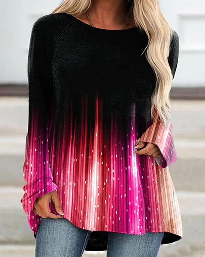 

2022 Spring New Fashion Comfortable Sexy Women Loose Tops Casual Long Sleeves Round Neck Printed T-Shirts Fashion Clothes