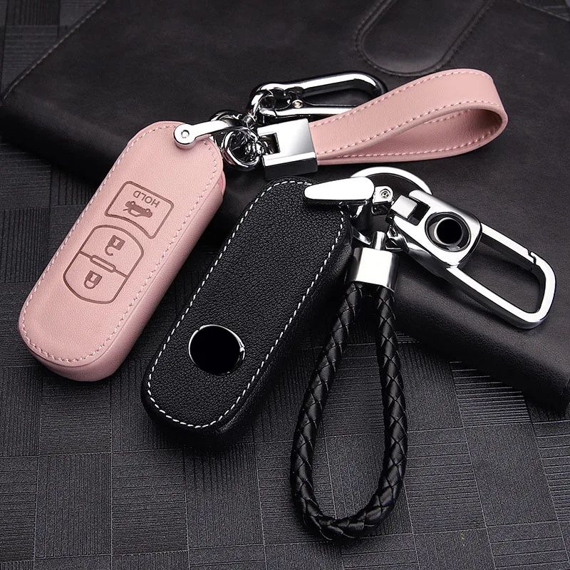 

Leather Car Key Case Keychain For Mazda 2 3 5 6 Axela Atenza CX-3 CX-4 CX-5 CX5 CX-7 CX-9 MX5 2014 2015 2016 2017 2018 2019 2020