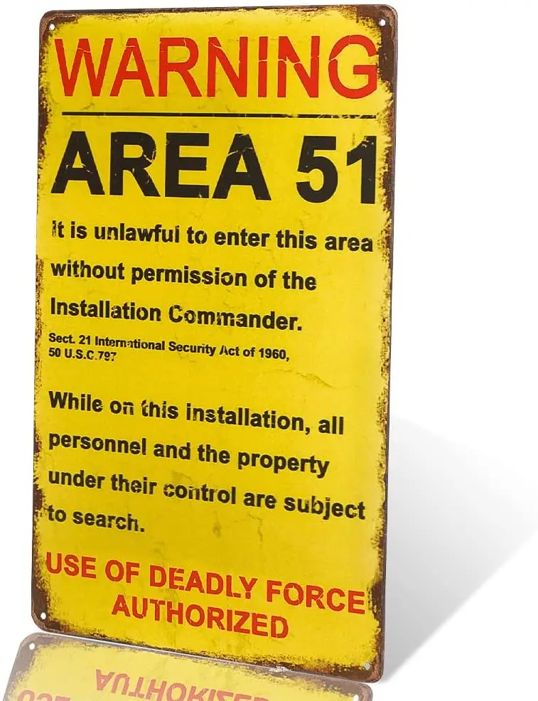 dingleiever-Funny Decorations Vintage Warning Signs Area 51 Garage Poster Art Wall Decor |