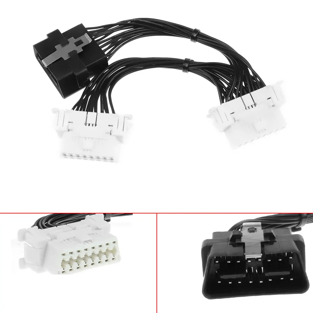 

Stable &High Speed transmission 16 pin OBD2 OBDii OBD 2 Splitter Extension Cable one Male to Two Female Y Cable for ELM327