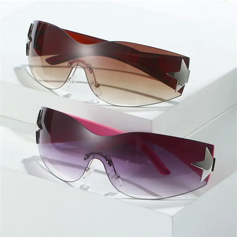 

Солнцезащитные очки без оправы, модные оверсайз солнцезащитные очки Y2K с запахом, цельные очки в стиле панк, спортивные солнцезащитные очки, очки для вождения