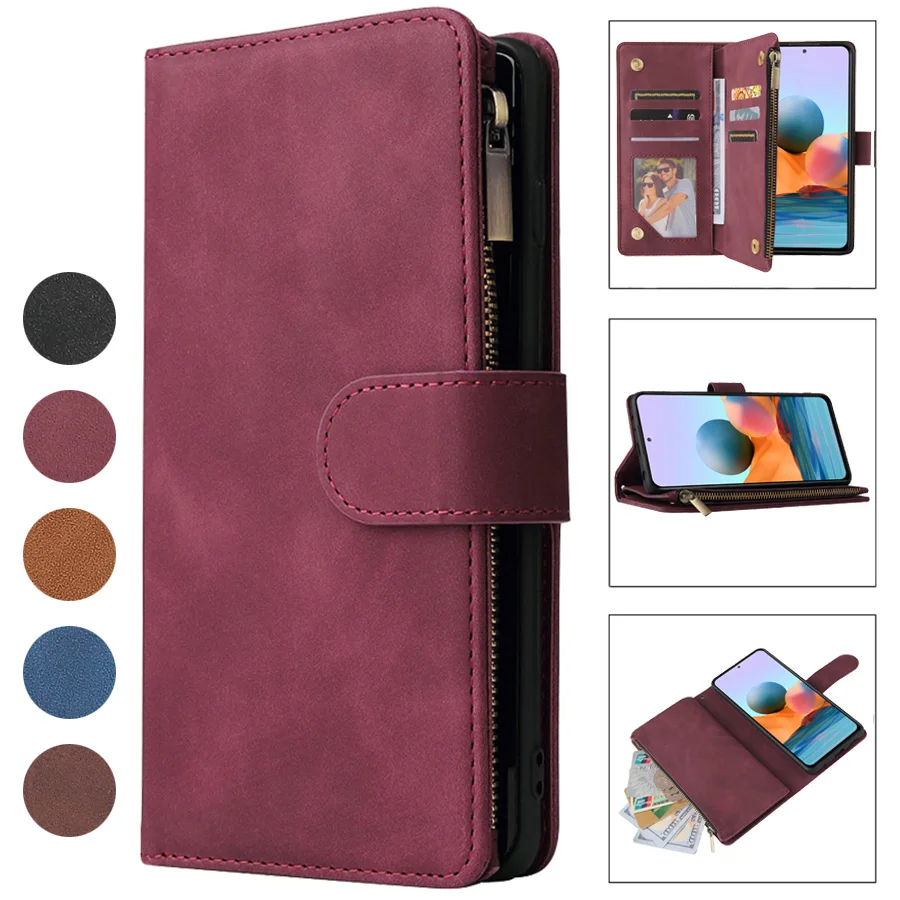 

Wallet Multi-Function Zipper Leather Case For Xiaomi Redmi 12 12C 10C 9A 9C 9T Note 12S 12 Pro 11 10 Pro 9 8 Pro Poco X5 M6 Pro