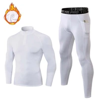 new 2022 winter mens long johns fleece thermal underwear set compression underwear tops pants tights outdoor sports hoodies