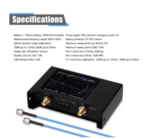 Сетевой анализатор 3G антенны 2 8-дюймовый дисплей Векторный SAA2-V2 VNA