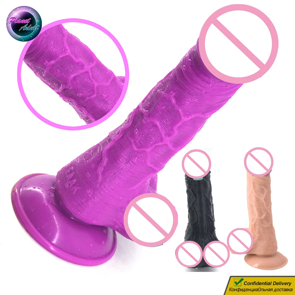 

19cm PVC Realistic Penis Dildo Women Masturbator w/ Testis & Suction-Stand Soft Adult Sex Toys for Pussy Vagina Gay Men Anal Ass