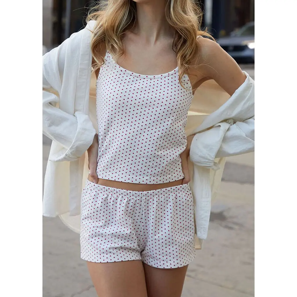 Женский комплект Cleanfit из 2 предметов Combhasaki Y2K Kawaii майка без рукавов с круглым