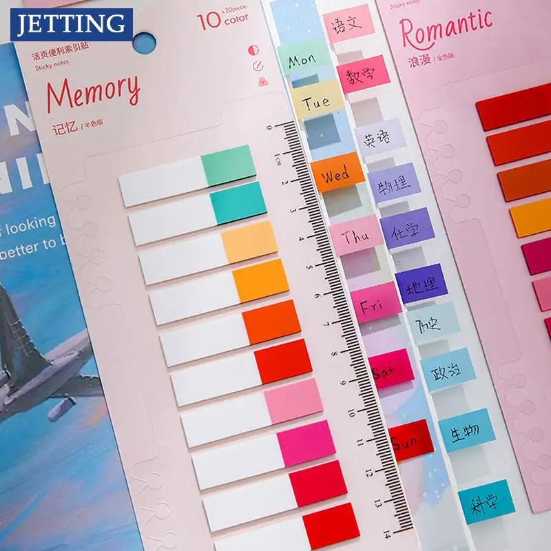 

200 Sheets Colorful PET Waterproof Sticky Notes Index Tabs Writable File Tabs Flags Page Markers Labels School Office Supplies