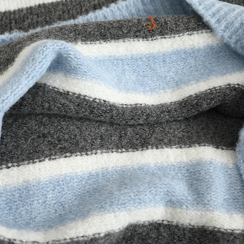 Yi + флисовый шерстяной свитер в полоску для женщин 2024 зимний пригородный с