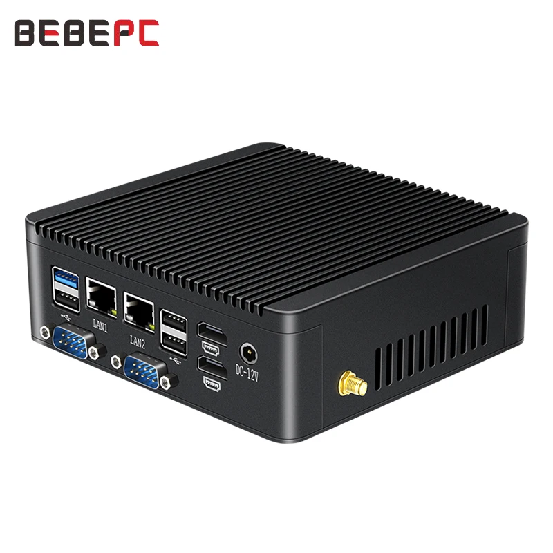 Bebepc Industrial Mini Pc Fanless Celeron J4125 Quad-Core N4000 2 Lan 4 Com Computer Desktop Windows 10 Pro Linux Wifi Minipc