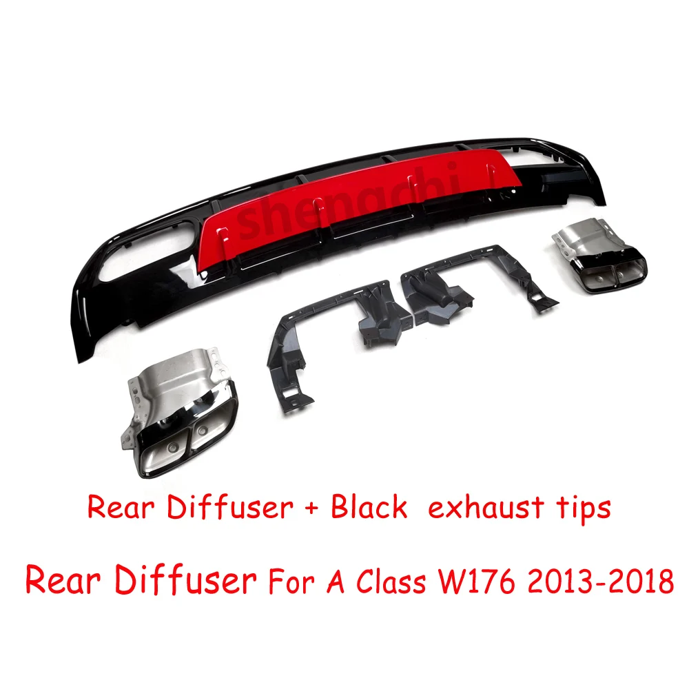 W176 A45 Rear Bumper Diffuser & Exhaust Tips for Mercedes Benz A Class W176 A160 A180 A200 A250 AMG Sport 2013-2018 images - 6