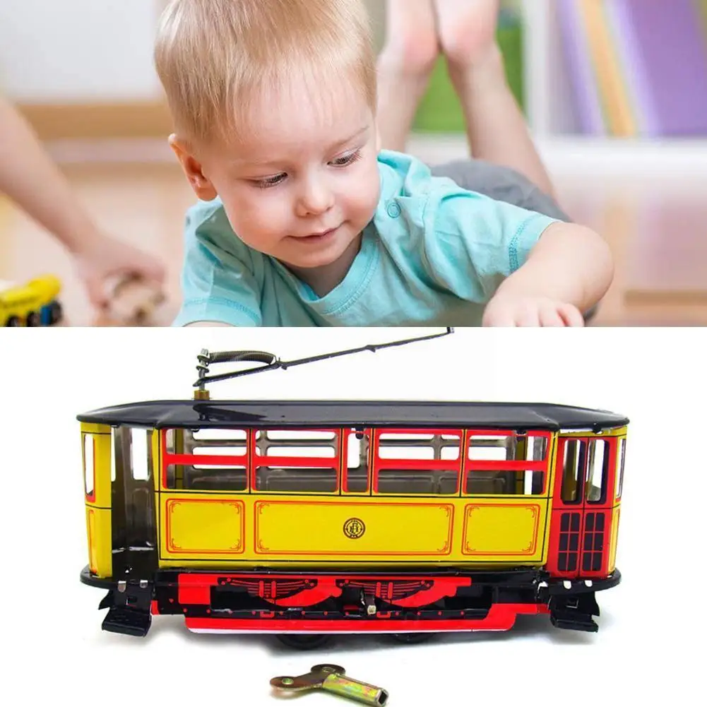 

Retro Wind Up Tram Cable Bus Clockwork Streetcar Toy Tram With Poles Retro Toys For Adults And Children Tin Toys N7i5