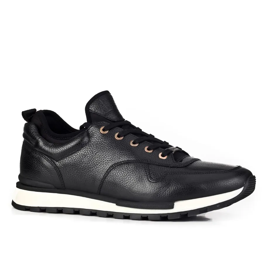 

Genuine leather black lace-up men's sneakers