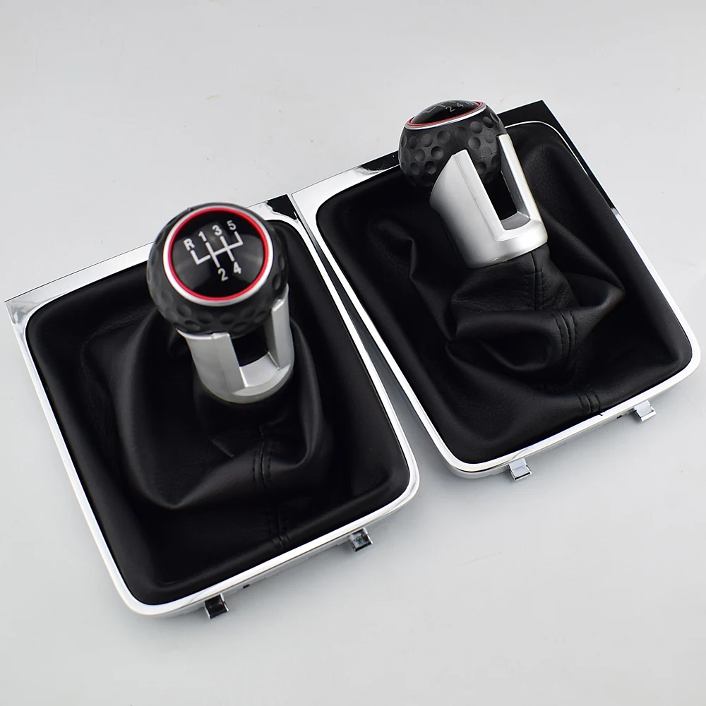 

5 6 Speed Gear Head Black Shift Knob Gear Knob Boot Gaiter Frame For VW Passat B6
