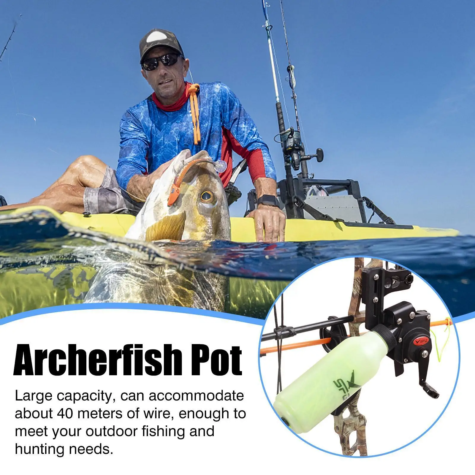 

Shooting Fish Pot Bow Fishing Reel Fishing Hunting Archery 40m Outdoor Fishing Pot Accessories Shooting Bow Fish Fish Q1q2
