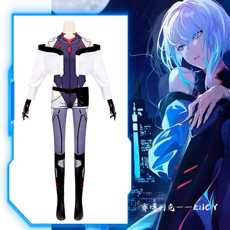 

Киберпанк Люси COS край ходунки 2077 одежда Люси; Комбинезон бегущий парик косплей женская одежда