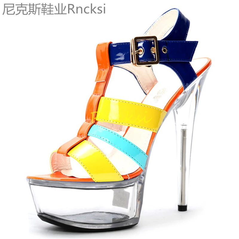 

15cm Word with sexy joker stiletto sandals with transparent bottom women's new summer high heels