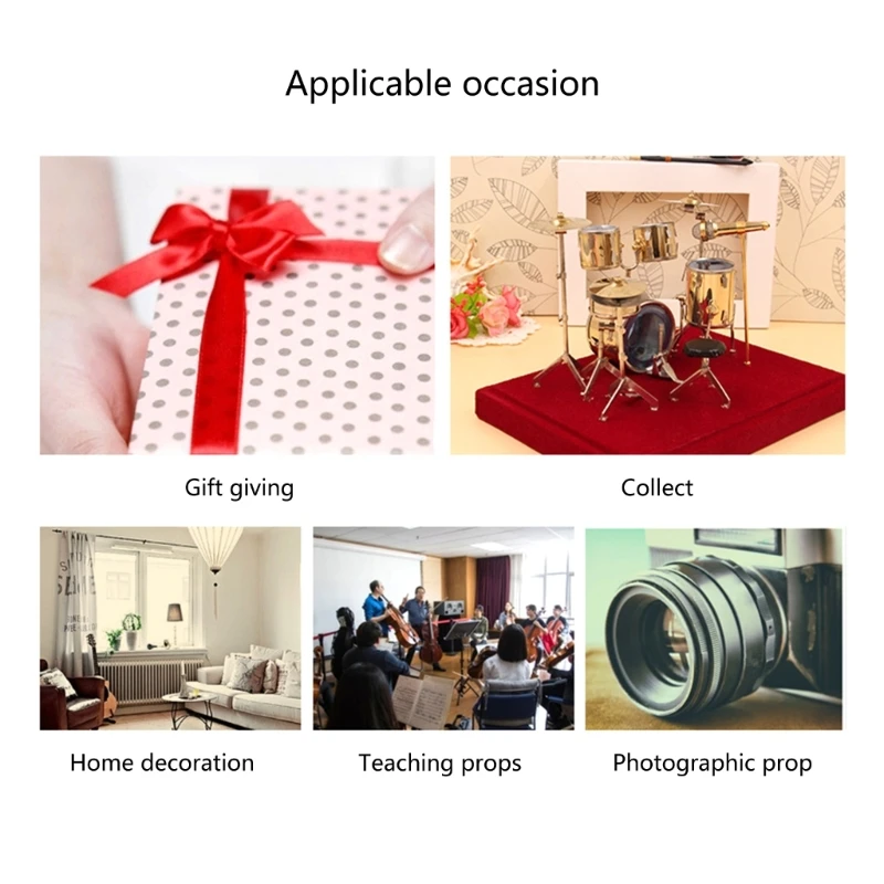 Миниатюрная барабанная установка мини-модель музыкального инструмента медные