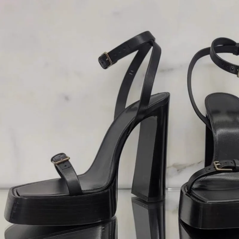 

Sexy Open Toe 7cm High Heels Women's Sandals Party Wedding Thick Heels Fashion Buckle Thick Sole Summer Luxury Sandals