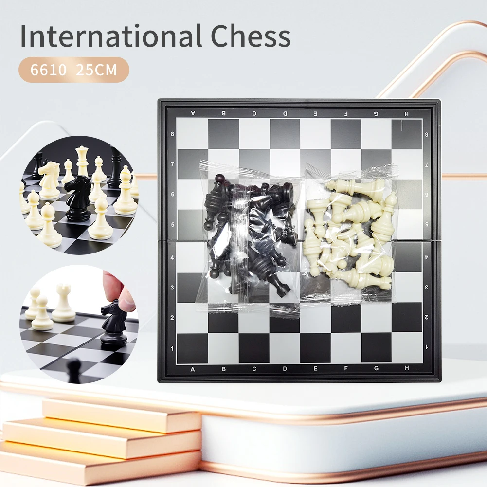 

32Pcs Mini Magnetic Chess Set Foldable Chess Board 10"x10" Crafted Chess Pieces Board Game Set Gift for Kids Adults Beginners