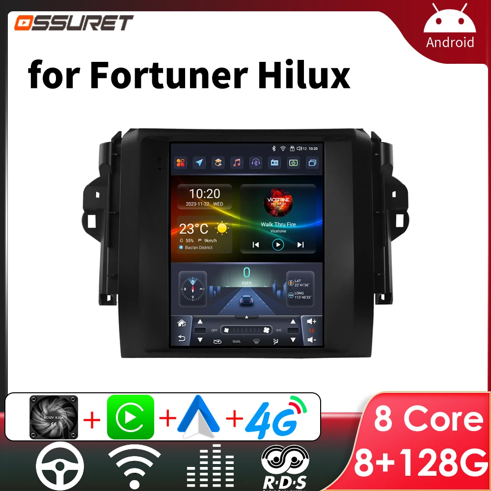 Автомагнитола на Android с GPS для Toyota Fortuner Hilux Revo 2016-2022 мультимедийная стереосистема