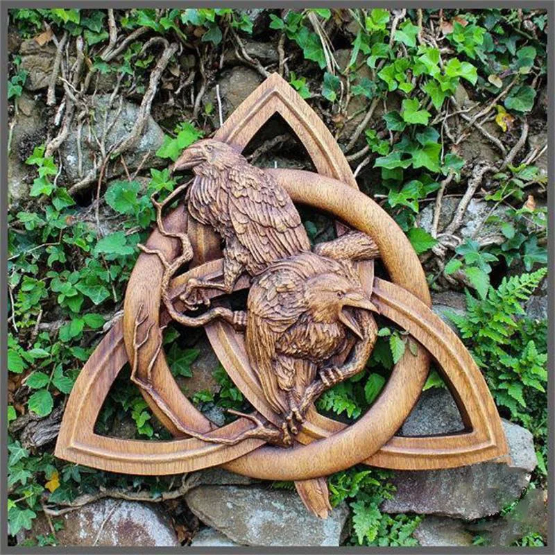

Creativity Crow On The Ground Wall Hanging Decoration Norse Pagan Gods Carving Heathen Rune Yard Garden Resin Crafts Sculpture