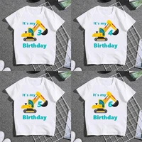lovely construction excavator t shirt funny boys 2 9 yrs birthday party clothes children t shirt casual tshirts birthday gift
