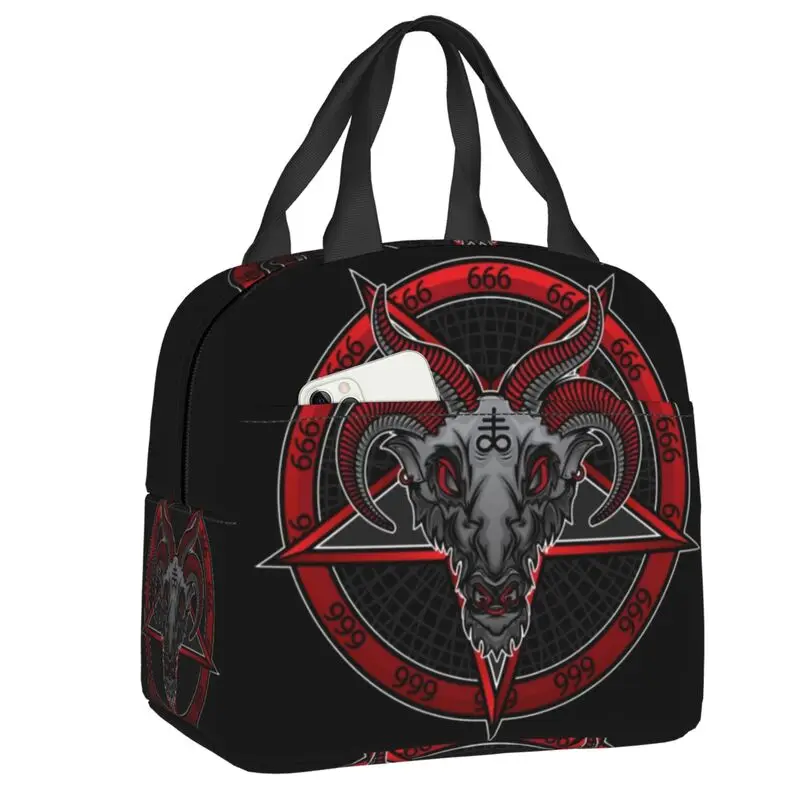 

Baphomet Demon Insulated Lunch Bags for Women Satanic Hail Satan Goat Resuable Thermal Cooler Bento Box Work School Travel