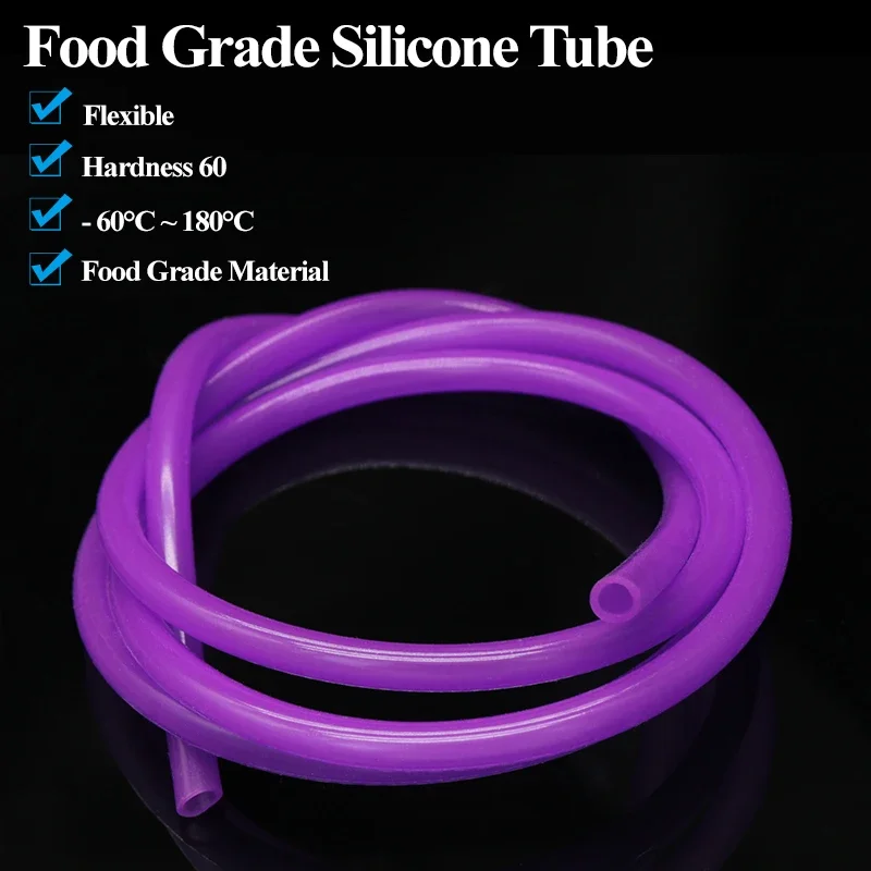 1/2/3/5/10 м фиолетовый пищевой силиконовый резиновый шланг IDxOD 2x4 мм 3x5 4x6 4x7 5x7 6x8