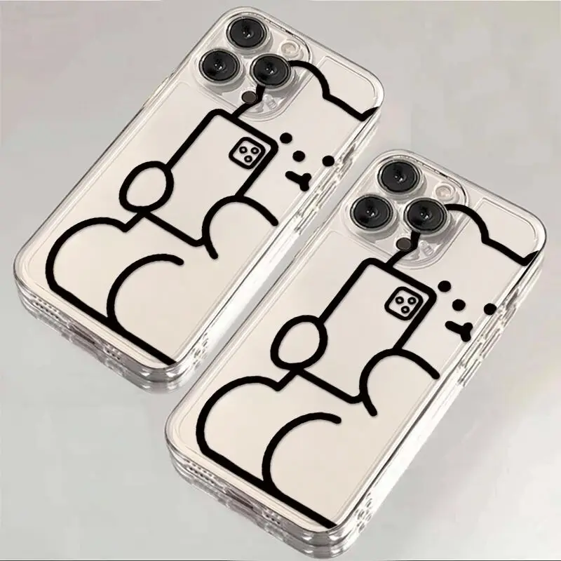 Чехол для телефона с милым мультяшным медведем iphone 15 plus 14 pro max 13 11 12 задняя крышка