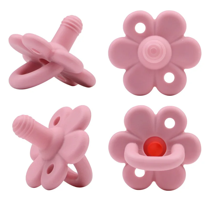 

Cute Baby Silicone Pacifier Infants Teether Flower Shape Chewing Supplies Newborn Appease Nipple Dummy Soother Teether Nursing