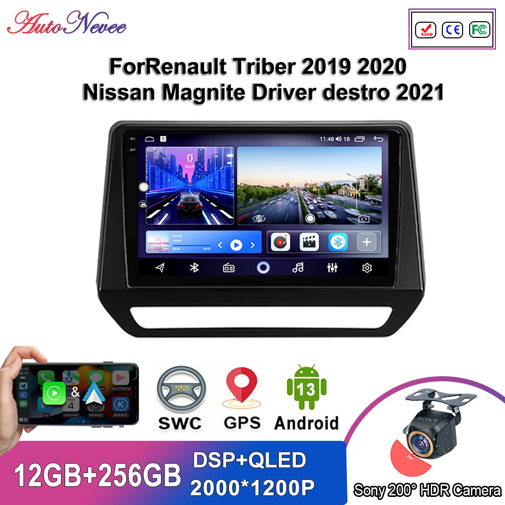 Android 14 для Renault Triber 2019 2020 Nissan Magnite Driver destro 2021 автомобильный видеоплеер