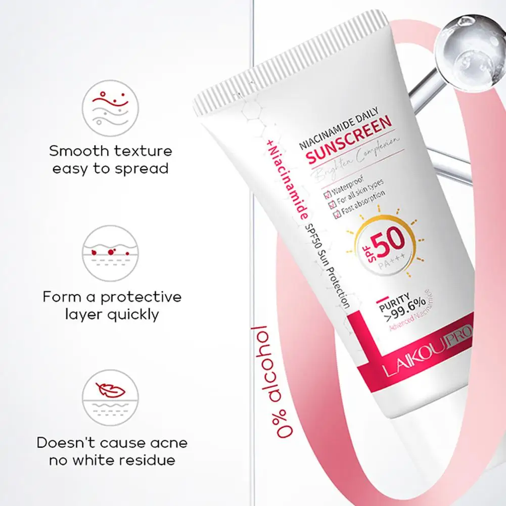 Laikou Niacinamide экран на солнечной батарее Spf50 + УФ освежающий Осветляющий