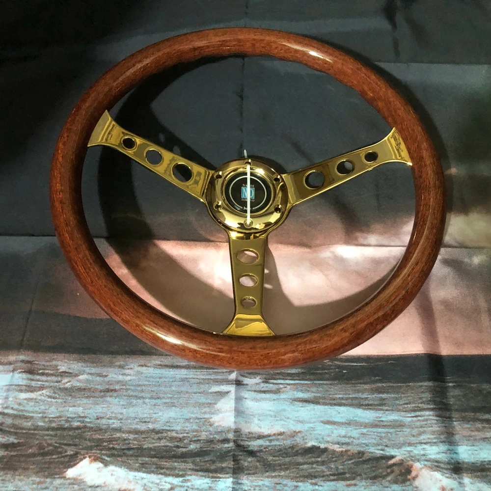 15-дюймовое Золотое классическое универсальное гоночное деревянное рулевое
