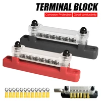6 terminals single row bus bar power distribution block 150a 48v with cover m6 terminal studs for car boat marine trucks rv