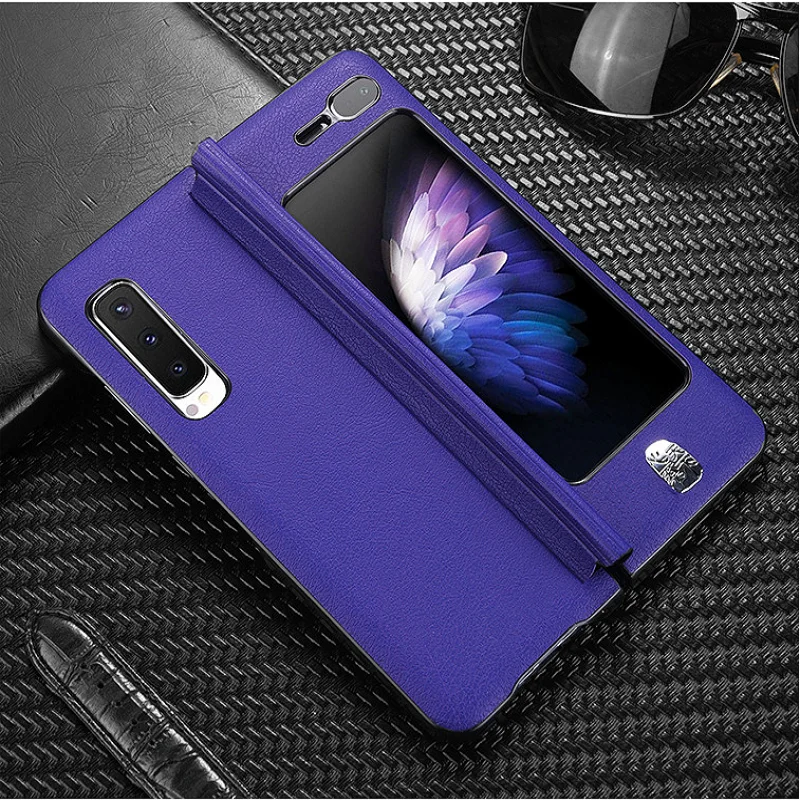 

Luxury Leather Case for Samsung Galaxy Fold Case Vintage Pattern Full Protective Plating Hard Cover for Samsung Fold Case Coque
