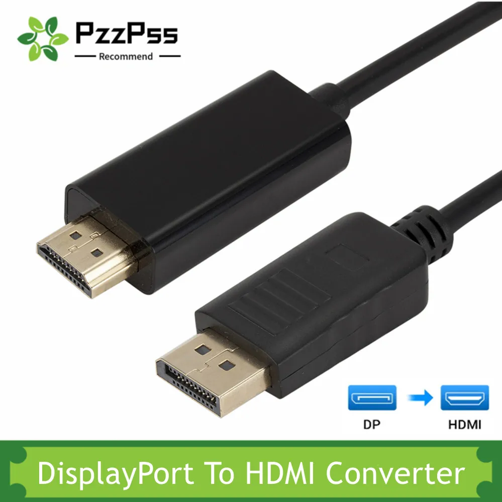 

PzzPss Display Port DP To HDMI Adapter Converter Cable 1.8M 6FT DisplayPort to HDMI For Laptop Projector TV DP to HDMI Adapter