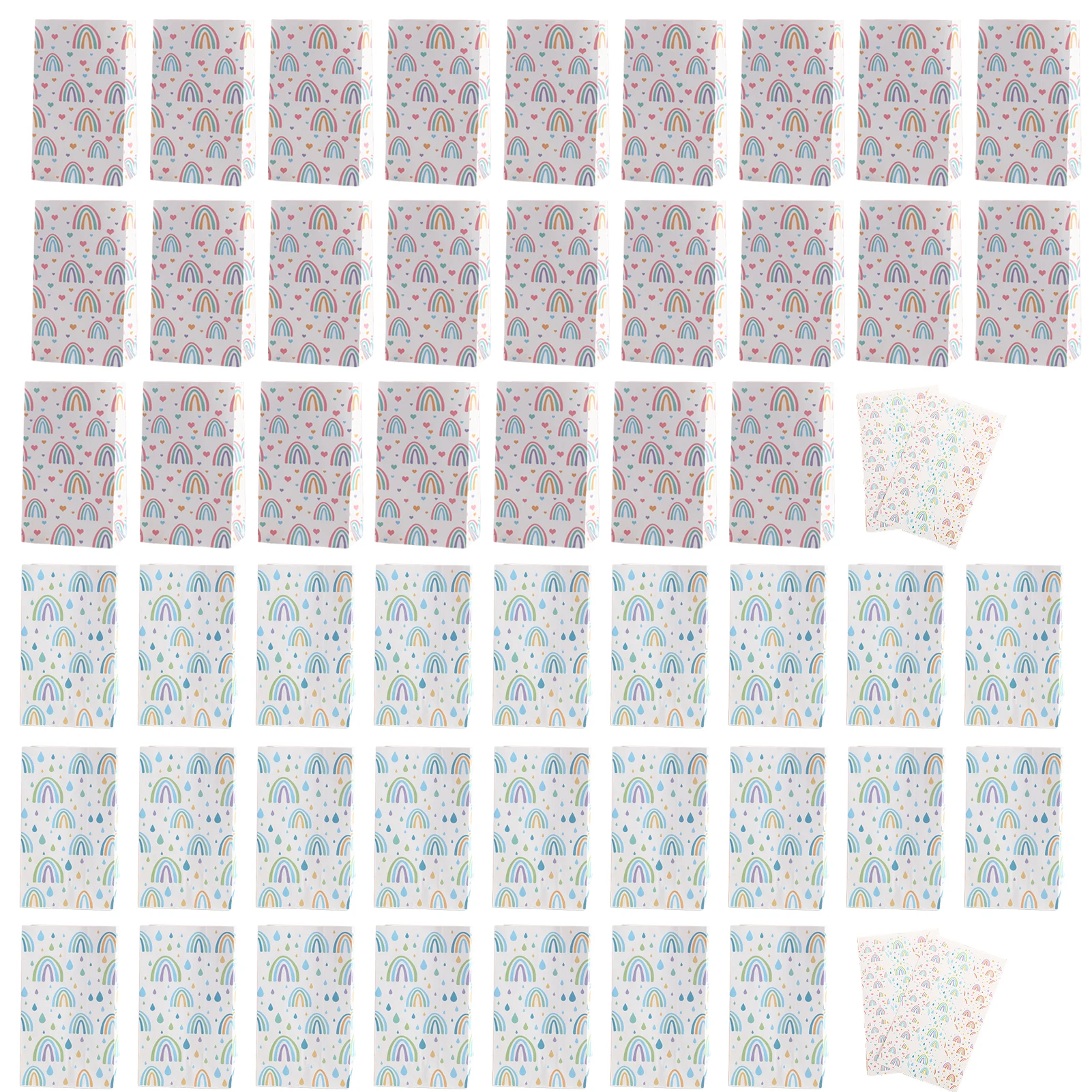 

50pcs Wedding With Stickers Simple Flat Bottom Christmas Rainbow Stylish Picnic Candy Convenient Recyclable Gift Bags Durable