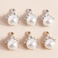 10pcs 14x19mm elegant pearl crystal waterdrop charms pendants for women fashion earrings necklaces diy crafts jewelry making