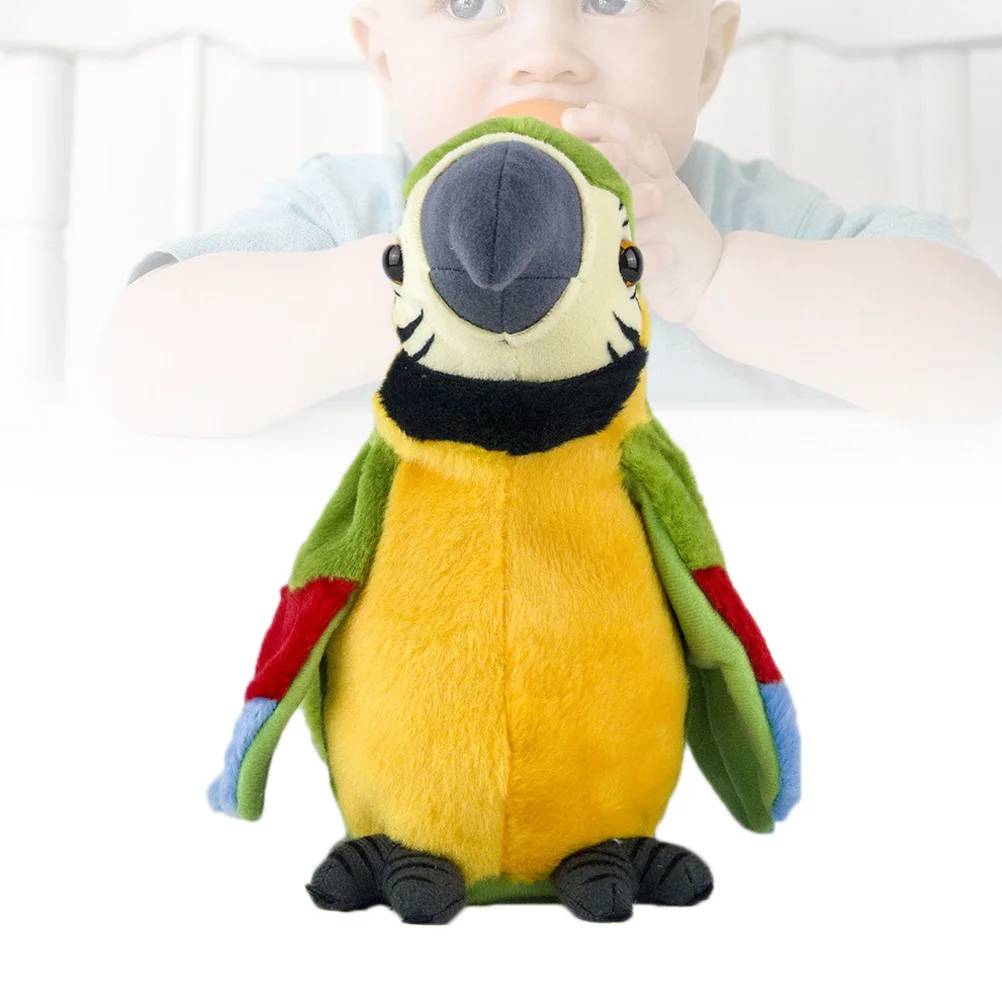 

De Porristas Parrot Twisting Wing Toy Plush Animal Electric Recording Talking Supplies Child Early Educational Kids
