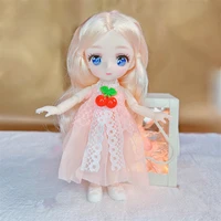 new doll 16cm two dimensional comic face 8 points 13 joints 3d beauty contact dress up cute bjd princess girl toy dress up gift