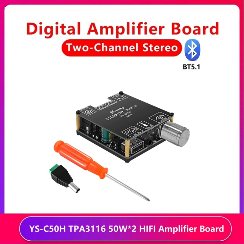 

Плата цифрового усилителя JABS YS-C50H Bluetooth, HIFI класс, экстремальная версия, TPA3116 50Wx2, стерео, высококлассный модуль ручки кодировщика