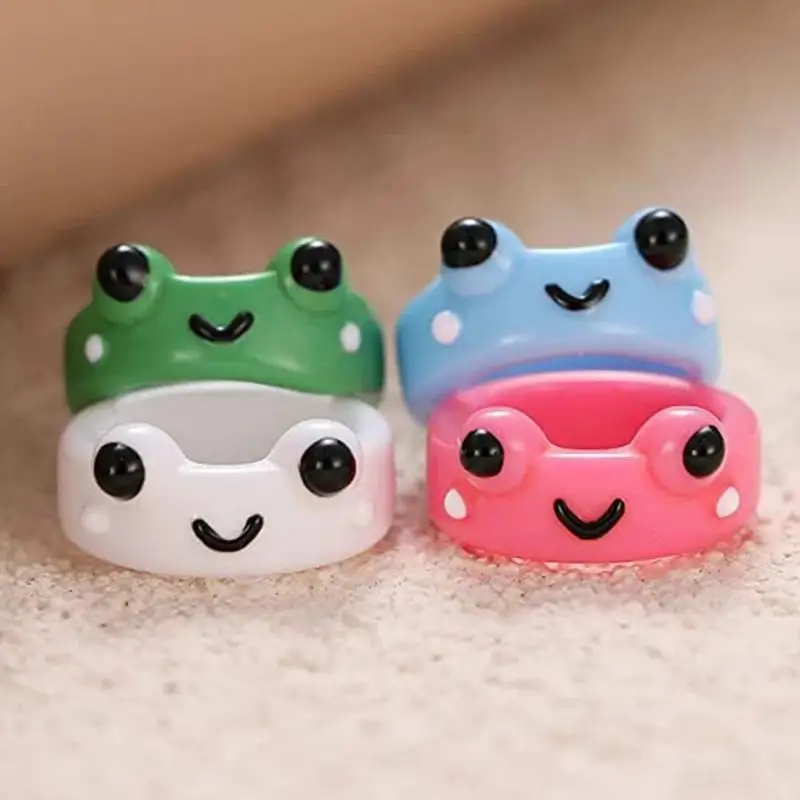 

Cute Smile Frog Rings For Women Girls Funny Cartoon Animal Rings Aesthetic Jewelry Greative Friendship Ring Party Travel Gifts