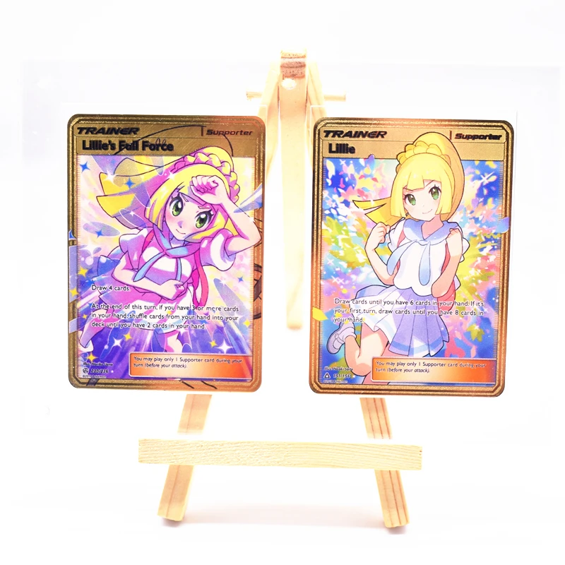 

Trainer Lili An Pokemon Gold Card Metal Card V Card PIKACHU Charizard Golden Vmax Card Collection Gift Kids Game Collection Card