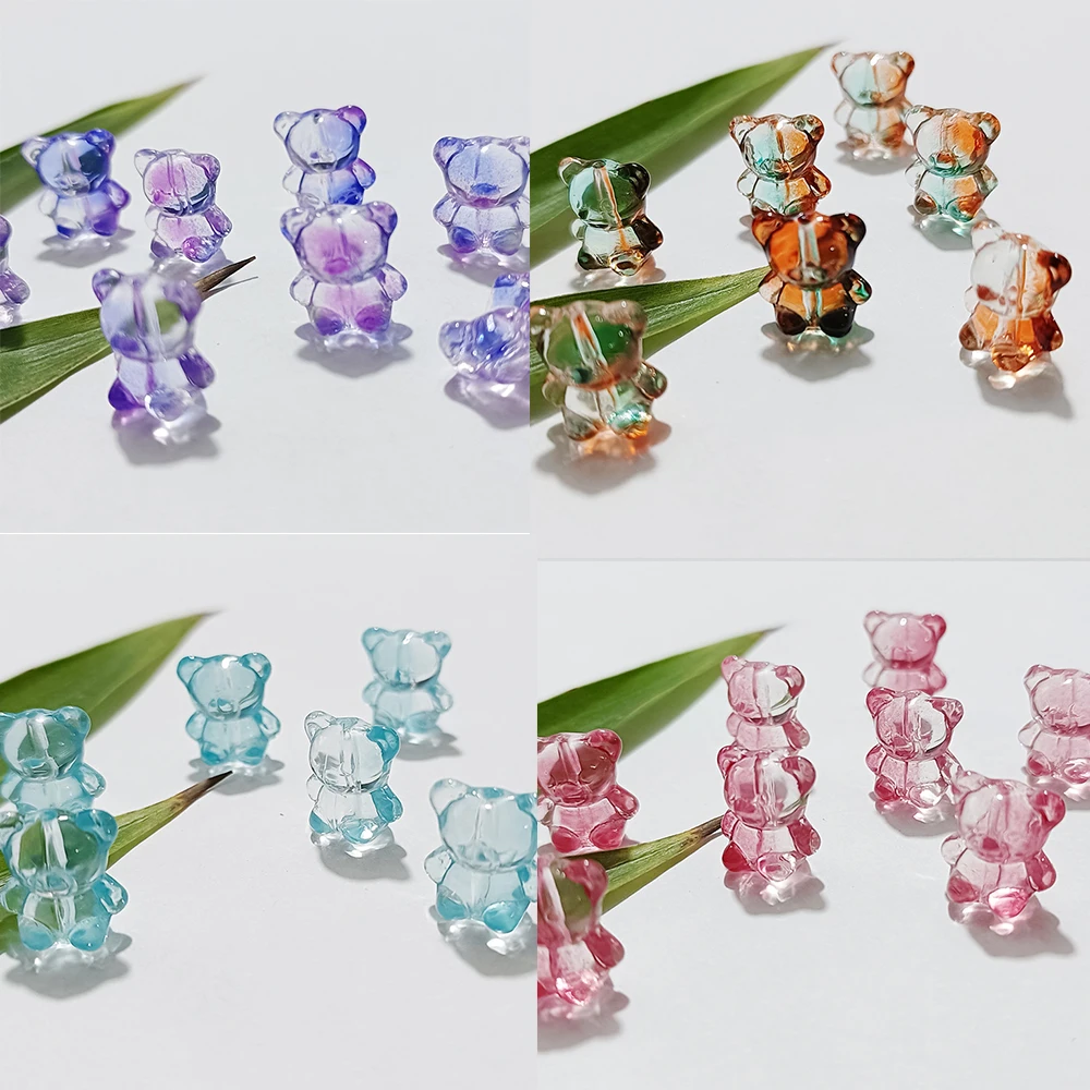 

100PCS Czech Glaze Beads Cute Bear Beads For DIY Headdress Hairpin Accessories Hairbands Bracelets Earring Making