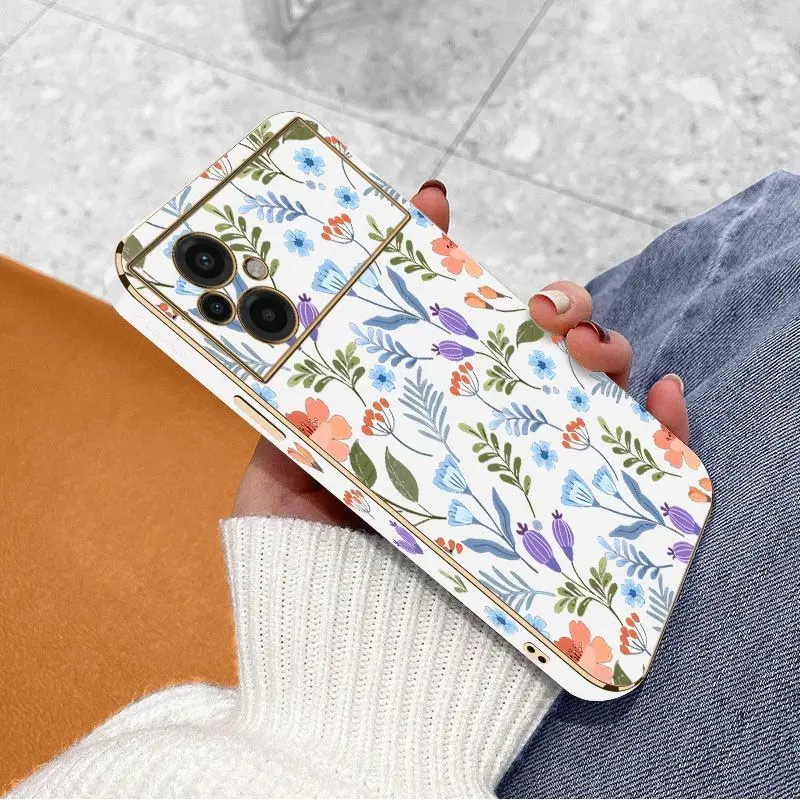 Exquisite Flowers Luxury Plating Phone Case For Xiaomi Poco M5 F4 F4 GT X4 X4 GT M4 Pro F3 X3 M3 X3 NFC X2 X3 Pro C40 Cover